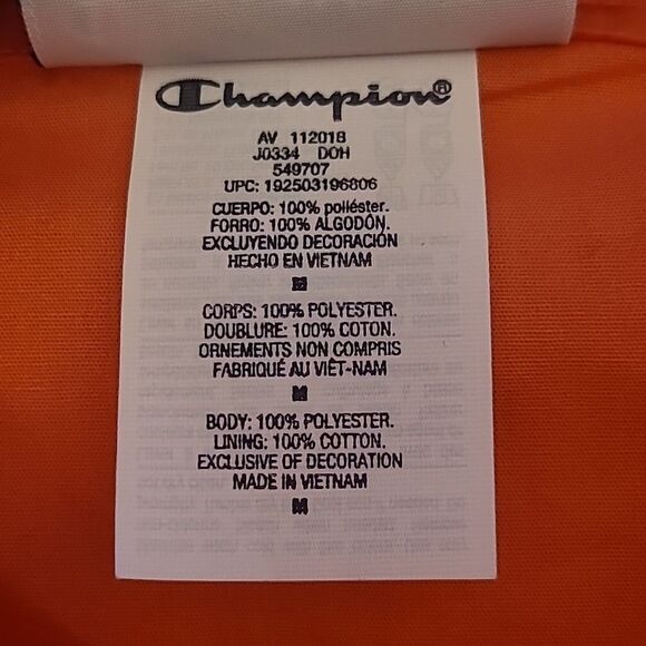 Champion Women's Heritage Coaches Jacket Script Logo Color Groovy Papaya Size M - Picture 12 of 13